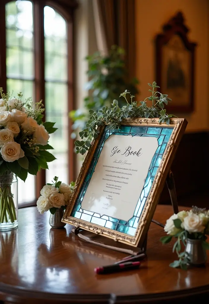 25 Stained Glass Wedding Table Decor Ideas for a Vintage Glow 65 25 Stained Glass Wedding Table Decor Ideas for a Vintage Glow - 23. Interactive Stained Glass Guest Books