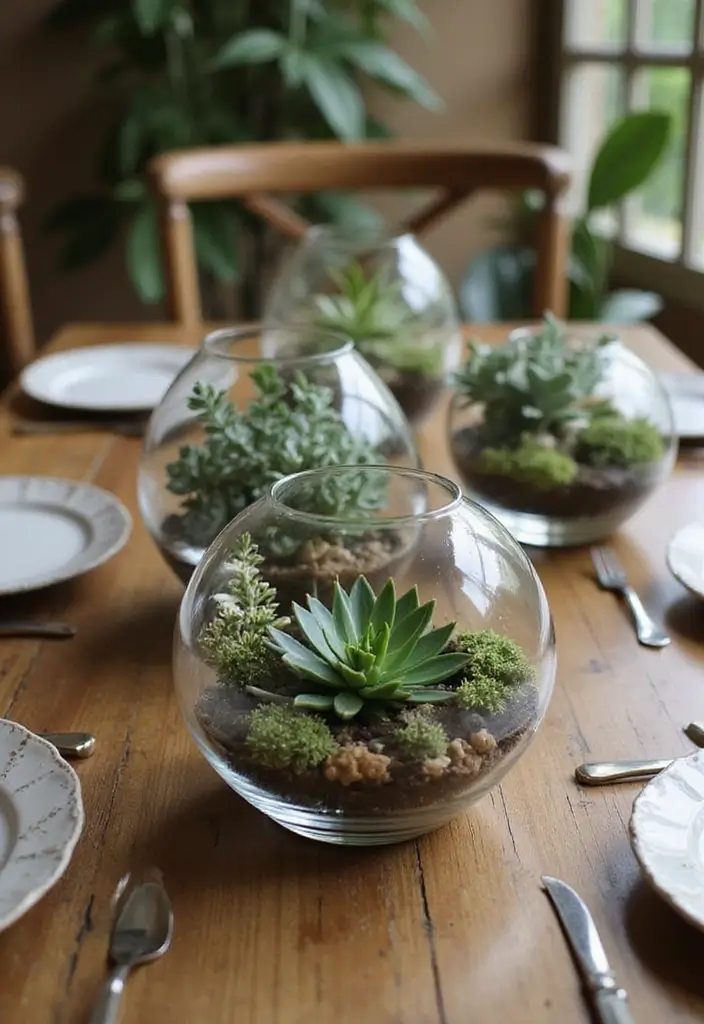 25 Stained Glass Wedding Table Decor Ideas for a Vintage Glow 15 25 Stained Glass Wedding Table Decor Ideas for a Vintage Glow - 5. Rustic Stained Glass Terrarium Centerpieces