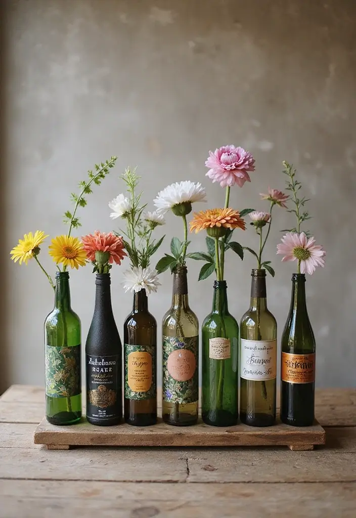 25 Stained Glass Wedding Table Decor Ideas for a Vintage Glow 26 25 Stained Glass Wedding Table Decor Ideas for a Vintage Glow - 8. Stained Glass Bottles as Flower Holders
