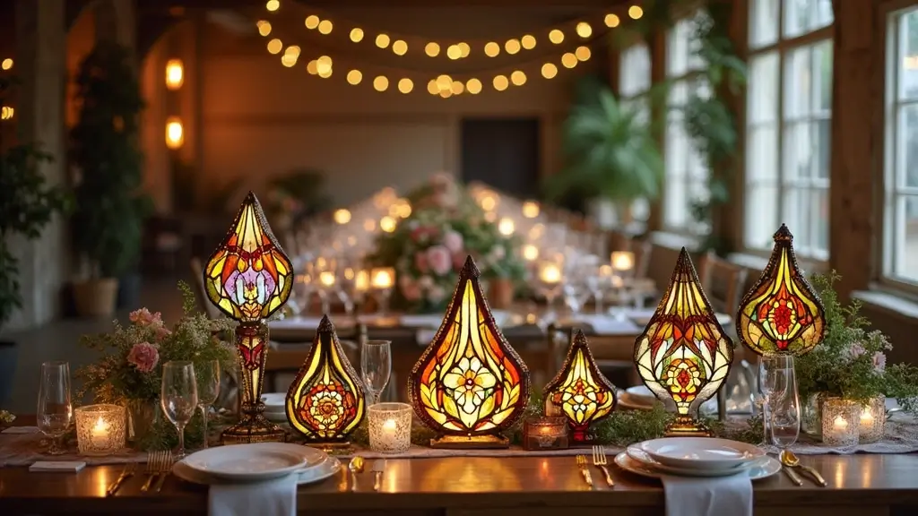 25 Stained Glass Wedding Table Decor Ideas for a Vintage Glow