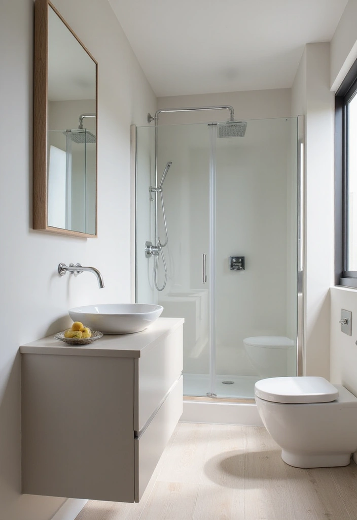 27 Bathroom Decor Ideas Featuring Glass Shower Doors for a Modern Touch - 12. Minimalist Sink Designs