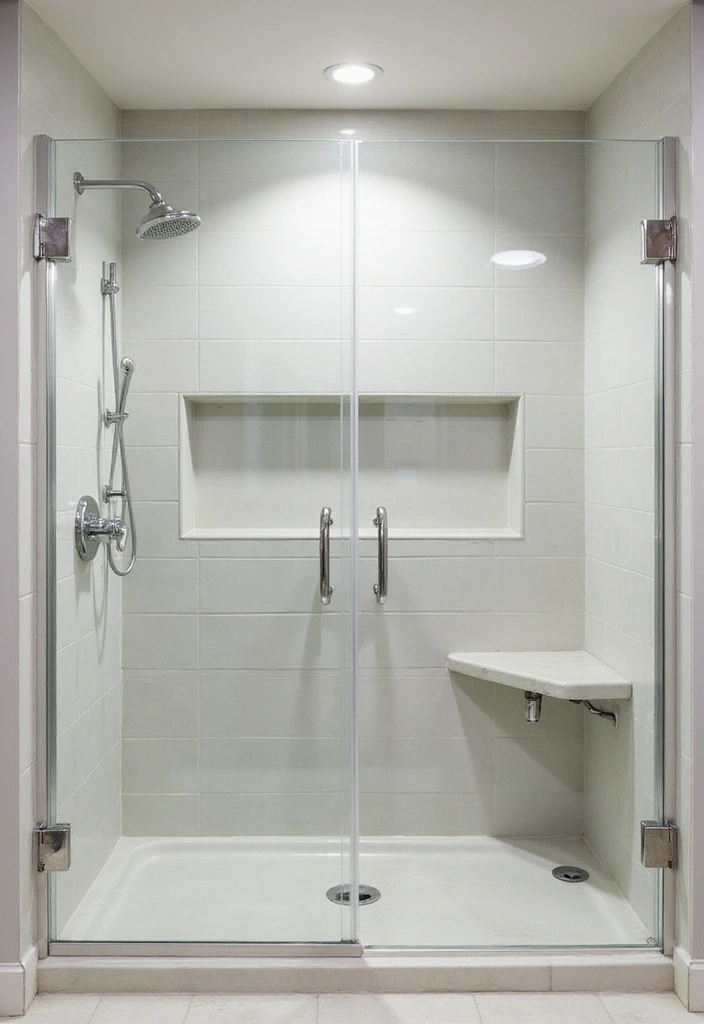 27 Bathroom Decor Ideas Featuring Glass Shower Doors for a Modern Touch - 15. Integrated Shower Benches