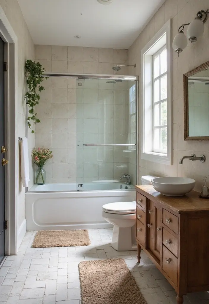 27 Bathroom Decor Ideas Featuring Glass Shower Doors for a Modern Touch - 17. Vintage Touches