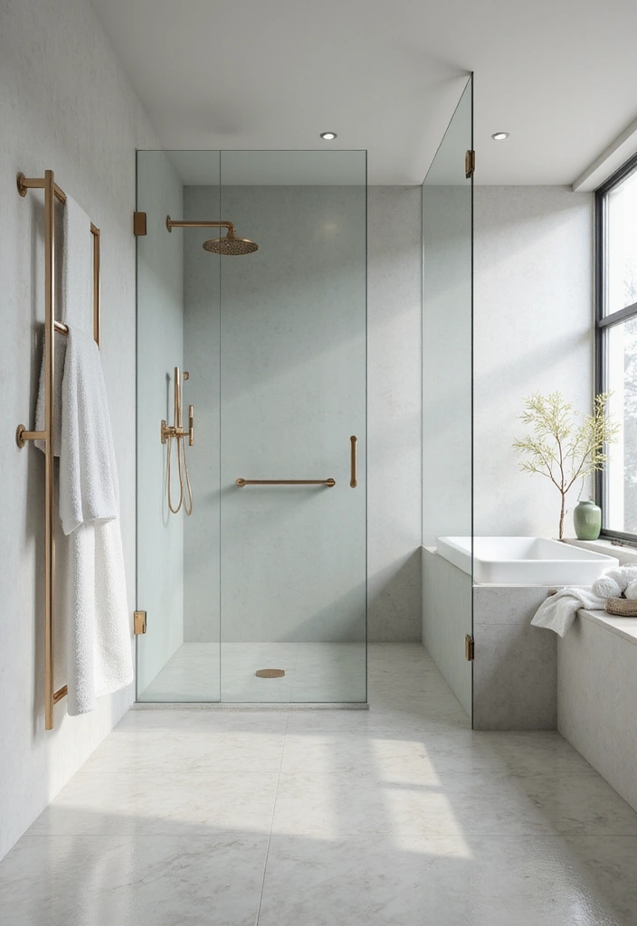 27 Bathroom Decor Ideas Featuring Glass Shower Doors for a Modern Touch - 21. Minimalist Accessories