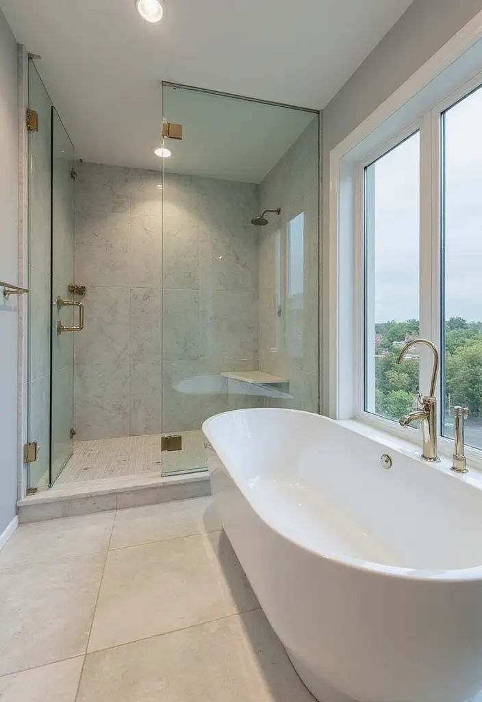 27 Bathroom Decor Ideas Featuring Glass Shower Doors for a Modern Touch - 22. Statement Bathtubs