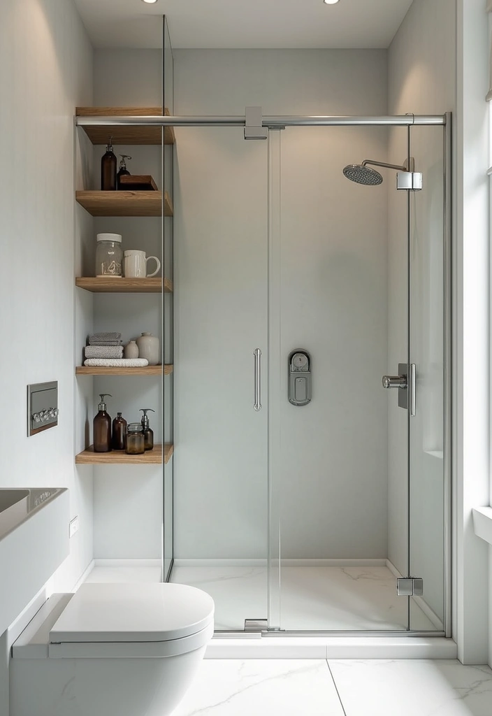 27 Bathroom Decor Ideas Featuring Glass Shower Doors for a Modern Touch - 7. Smart Storage Solutions