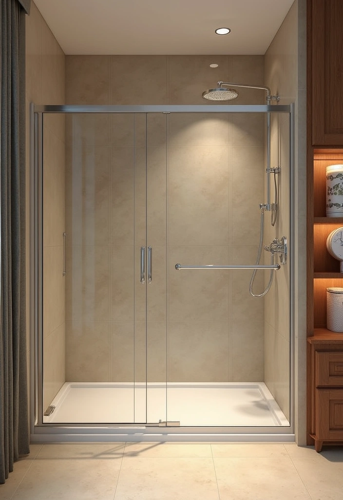 27 Bathroom Decor Ideas Featuring Glass Shower Doors for a Modern Touch - 9. Warm Wood Accents