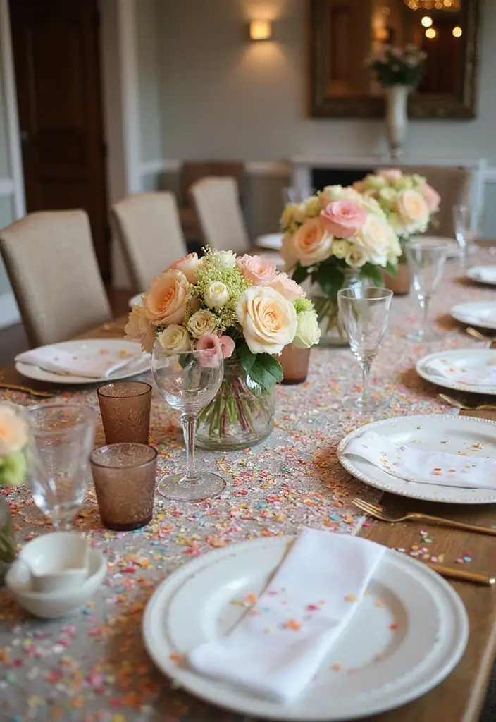 27 Dining Table Decor Ideas for Glass Tops and Open Spaces 66 27 Dining Table Decor Ideas for Glass Tops and Open Spaces - 22. Celebratory Confetti