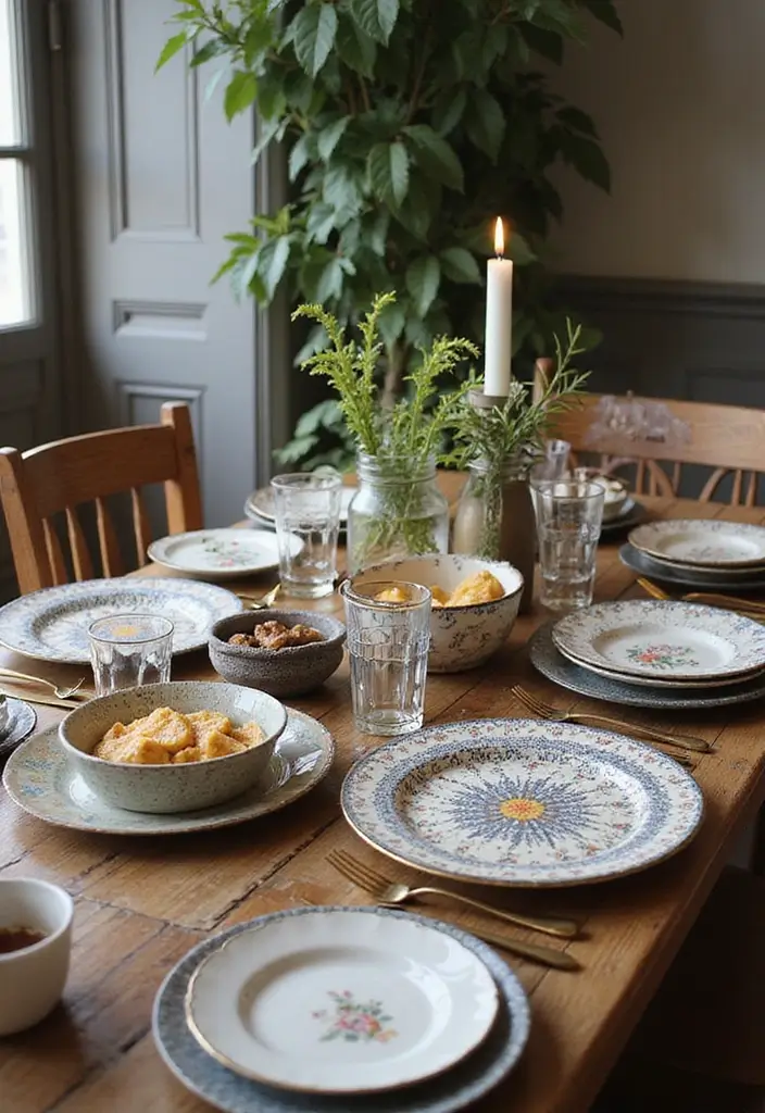27 Dining Table Decor Ideas for Glass Tops and Open Spaces 12 27 Dining Table Decor Ideas for Glass Tops and Open Spaces - 4. Vintage Tableware Display