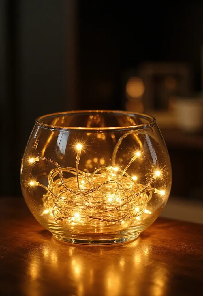 27 Glass Bowl Decor Ideas for Every Corner of Your Home 21 27 Glass Bowl Decor Ideas for Every Corner of Your Home - 11. Glass Bowl with Fairy Lights