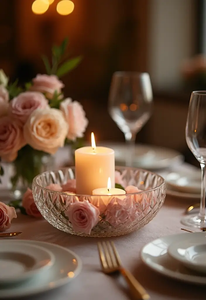 27 Glass Bowl Decor Ideas for Every Corner of Your Home 4 27 Glass Bowl Decor Ideas for Every Corner of Your Home - 2. Elegant Candle Centerpiece