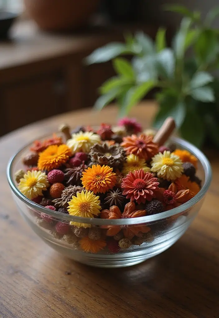 27 Glass Bowl Decor Ideas for Every Corner of Your Home 17 27 Glass Bowl Decor Ideas for Every Corner of Your Home - 9. Aromatic Potpourri Bowl