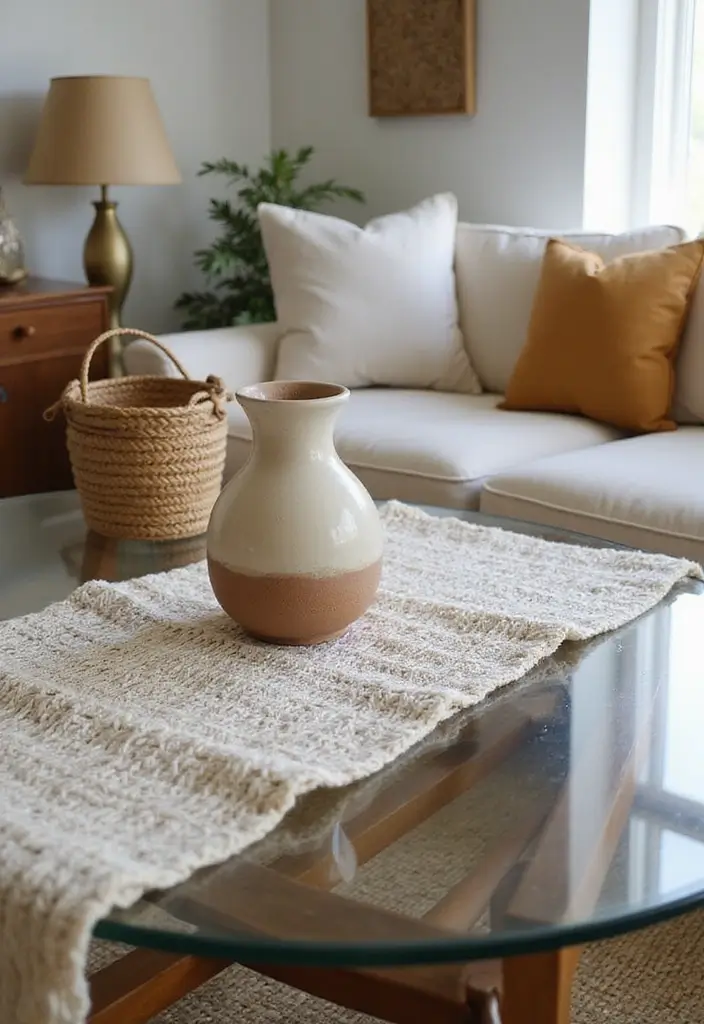 27 Glass Coffee Table Decor Ideas for a Sleek and Inviting Look 1 27 Glass Coffee Table Decor Ideas for a Sleek and Inviting Look - 1. Layered Textures