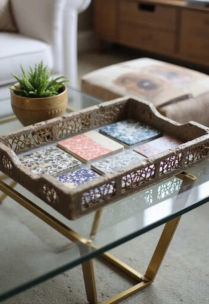 27 Glass Coffee Table Decor Ideas for a Sleek and Inviting Look 42 27 Glass Coffee Table Decor Ideas for a Sleek and Inviting Look - 10. Creative Coasters