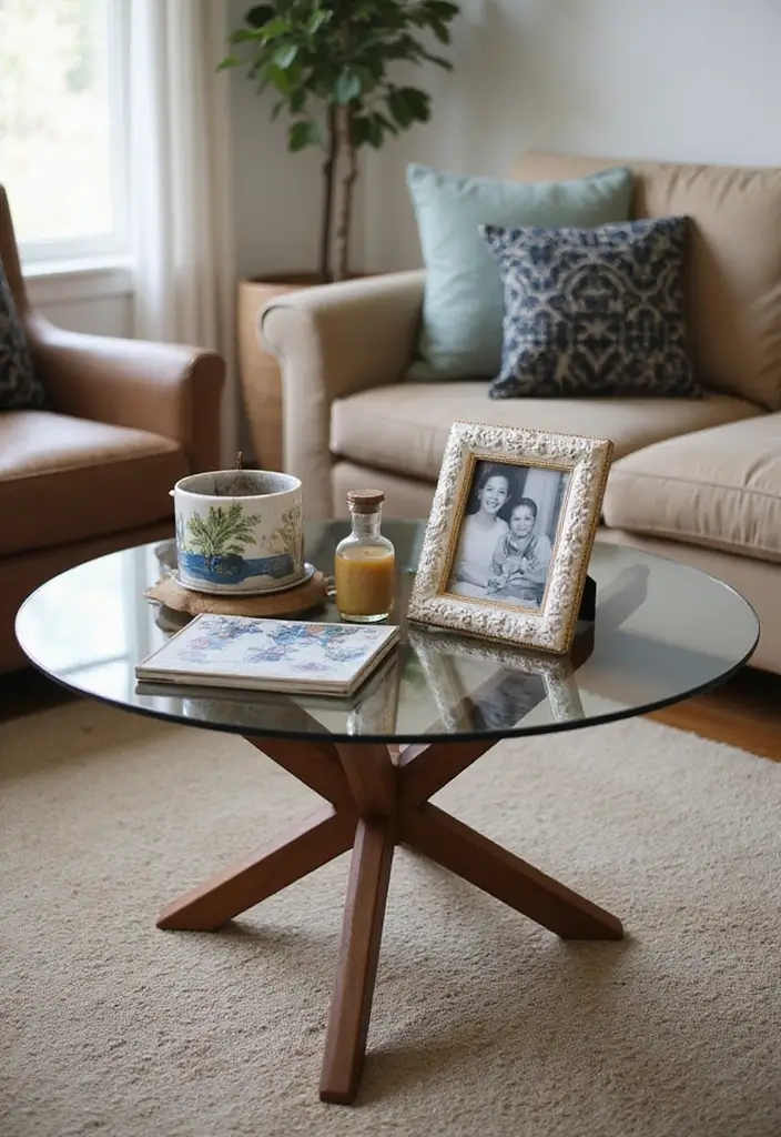 27 Glass Coffee Table Decor Ideas for a Sleek and Inviting Look 45 27 Glass Coffee Table Decor Ideas for a Sleek and Inviting Look - 11. Personal Touches