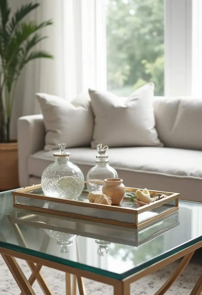 27 Glass Coffee Table Decor Ideas for a Sleek and Inviting Look 73 27 Glass Coffee Table Decor Ideas for a Sleek and Inviting Look - 21. Incorporating Mirrors