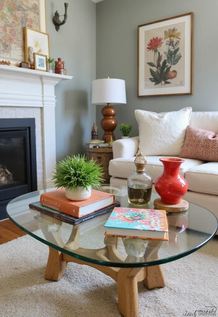 27 Glass Coffee Table Decor Ideas for a Sleek and Inviting Look 74 27 Glass Coffee Table Decor Ideas for a Sleek and Inviting Look - 22. Fun and Quirky Decor