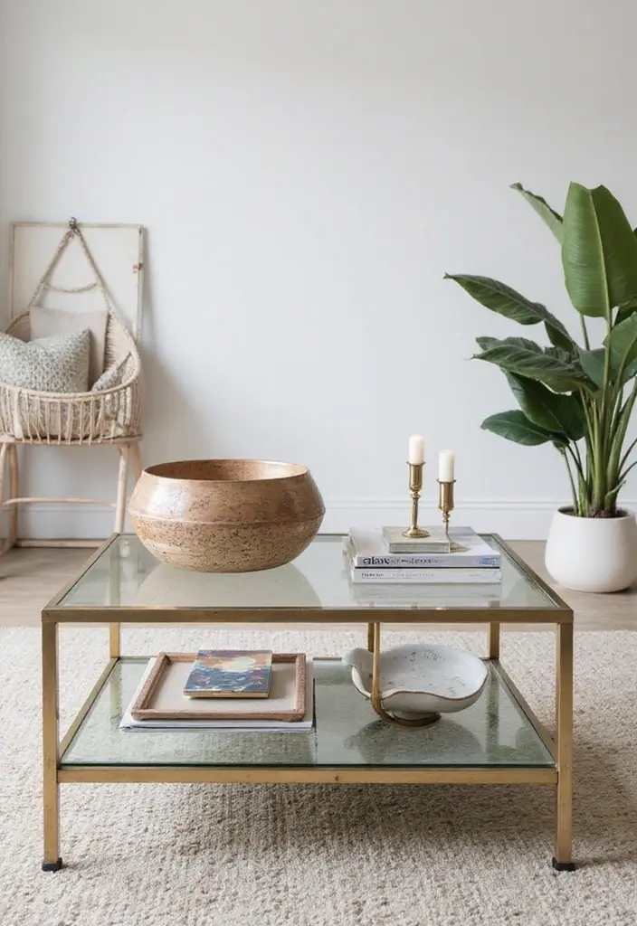 27 Glass Coffee Table Decor Ideas for a Sleek and Inviting Look 91 27 Glass Coffee Table Decor Ideas for a Sleek and Inviting Look - 25. Functional Decor