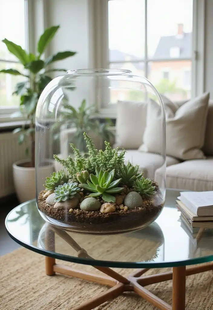 27 Glass Coffee Table Decor Ideas for a Sleek and Inviting Look 17 27 Glass Coffee Table Decor Ideas for a Sleek and Inviting Look - 5. Nature-Inspired Decor
