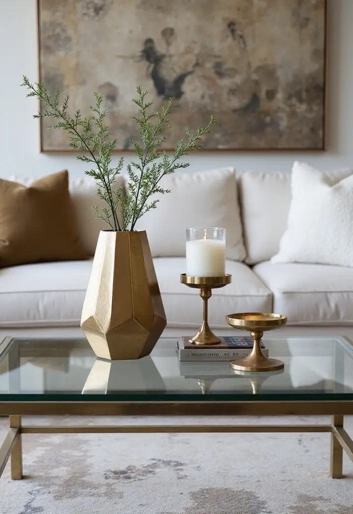 27 Glass Coffee Table Decor Ideas for a Sleek and Inviting Look 27 27 Glass Coffee Table Decor Ideas for a Sleek and Inviting Look - 7. Geometric Accents
