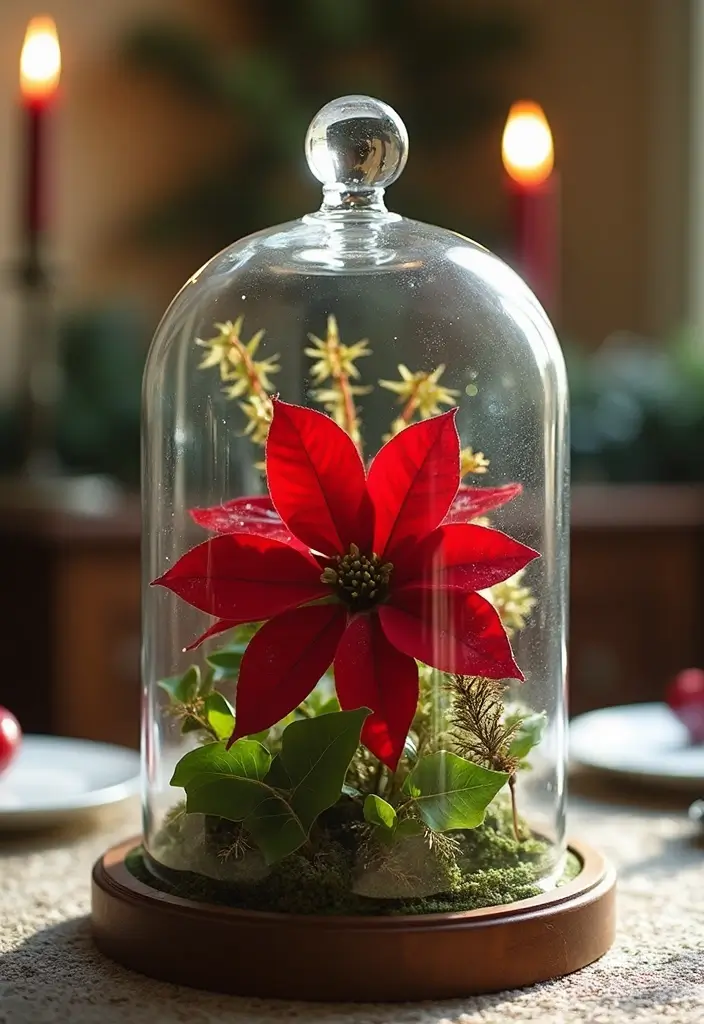 27 Glass Dome Christmas Decor Ideas for Magical Displays 47 27 Glass Dome Christmas Decor Ideas for Magical Displays - 17. Festive Flora Under Glass