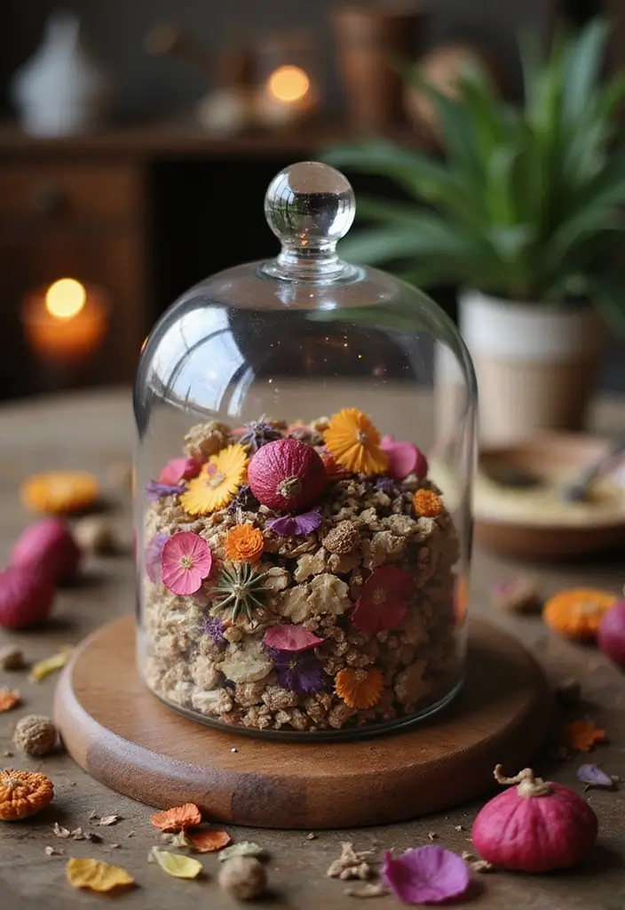 27 Glass Dome Christmas Decor Ideas for Magical Displays 48 27 Glass Dome Christmas Decor Ideas for Magical Displays - 18. Handmade Potpourri Centerpiece
