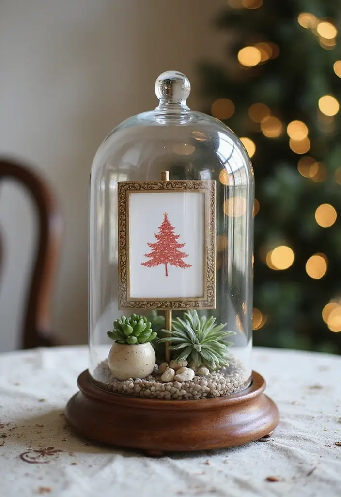 27 Glass Dome Christmas Decor Ideas for Magical Displays 60 27 Glass Dome Christmas Decor Ideas for Magical Displays - 22. Seasonal Art Display