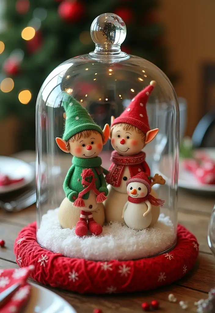 27 Glass Dome Christmas Decor Ideas for Magical Displays 6 27 Glass Dome Christmas Decor Ideas for Magical Displays - 4. Whimsical Holiday Characters