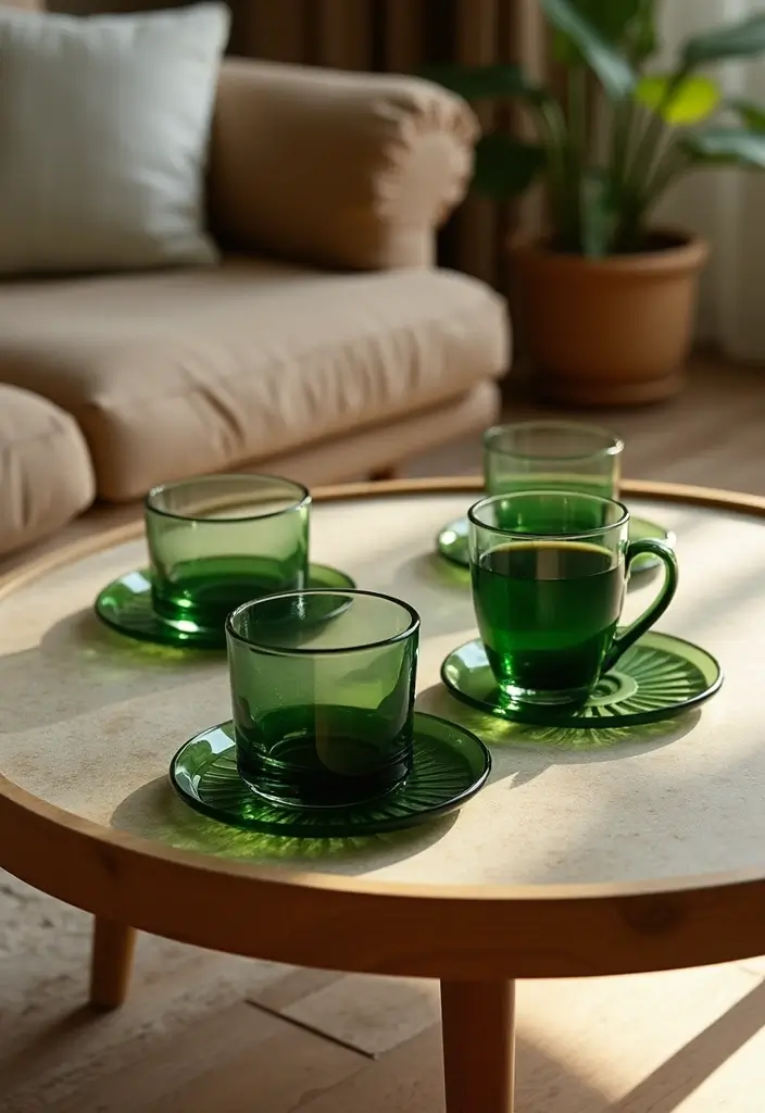 27 Green Glass Home Decor Ideas for Calming Interiors 31 27 Green Glass Home Decor Ideas for Calming Interiors - 11. Green Glass Coasters