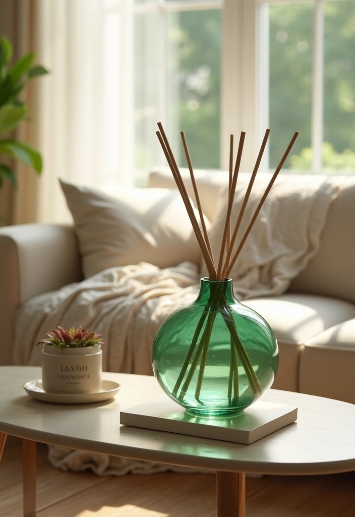 27 Green Glass Home Decor Ideas for Calming Interiors 52 27 Green Glass Home Decor Ideas for Calming Interiors - 18. Green Glass Home Fragrance Diffusers