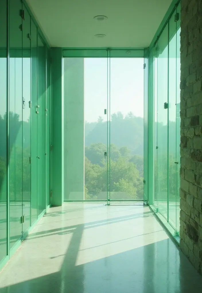 27 Green Glass Home Decor Ideas for Calming Interiors 62 27 Green Glass Home Decor Ideas for Calming Interiors - 20. Green Glass Architectural Elements