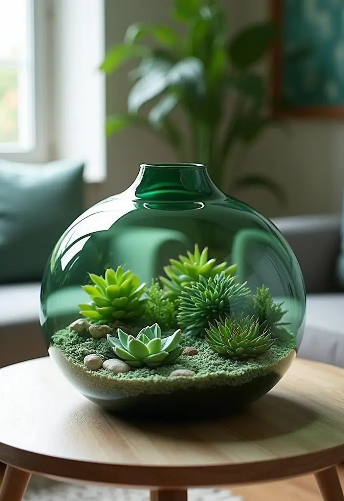 27 Green Glass Home Decor Ideas for Calming Interiors 12 27 Green Glass Home Decor Ideas for Calming Interiors - 6. Green Glass Terrariums