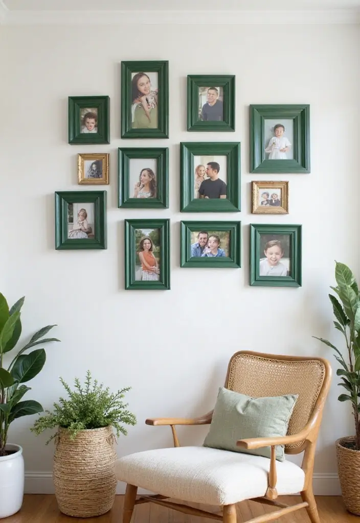27 Green Glass Home Decor Ideas for Calming Interiors 13 27 Green Glass Home Decor Ideas for Calming Interiors - 7. Green Glass Picture Frames