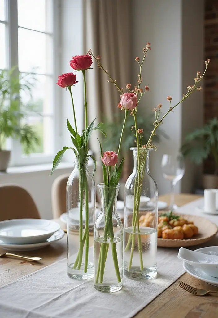 27 Long Glass Vase Decor Ideas for Tables, Shelves and Corners 42 27 Long Glass Vase Decor Ideas for Tables, Shelves and Corners - 10. Multi-Vase Cluster