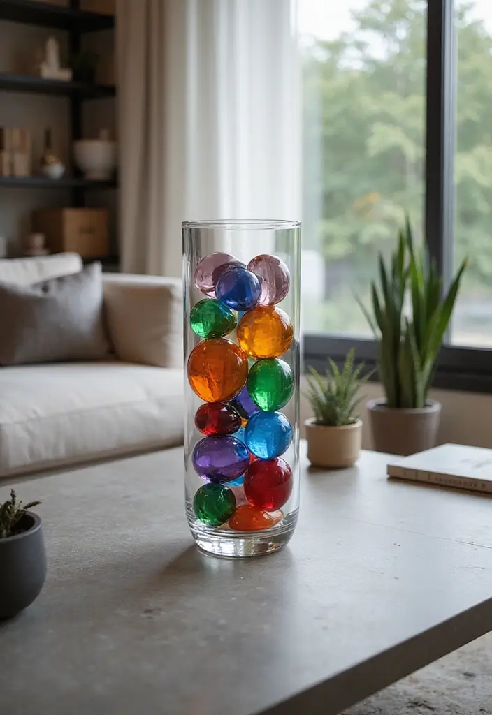 27 Long Glass Vase Decor Ideas for Tables, Shelves and Corners 51 27 Long Glass Vase Decor Ideas for Tables, Shelves and Corners - 13. Artistic Marble Display