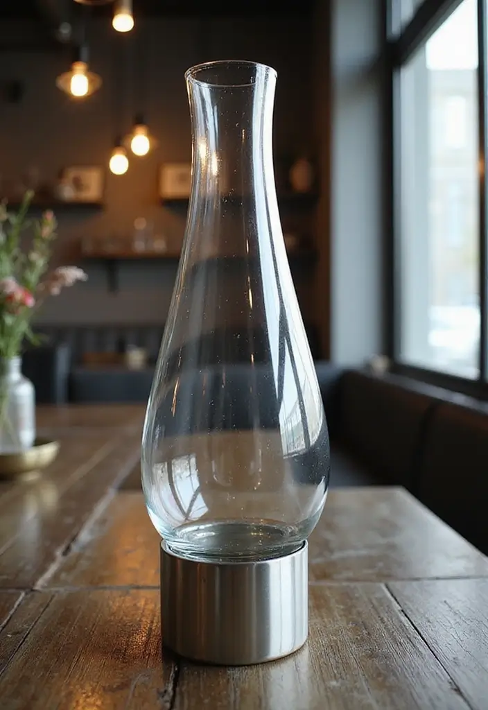 27 Long Glass Vase Decor Ideas for Tables, Shelves and Corners 41 27 Long Glass Vase Decor Ideas for Tables, Shelves and Corners - 9. Glass and Metal Combination