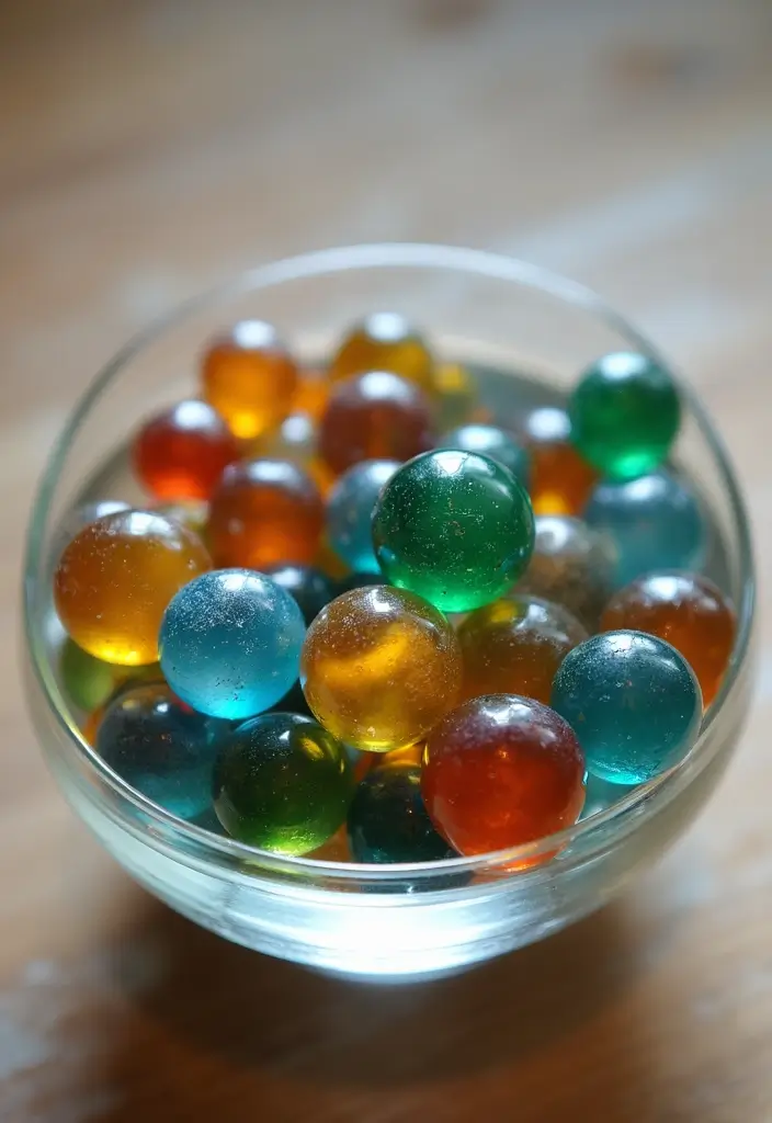 27 Shallow Glass Bowl Decor Ideas for Simple Table Styling 45 27 Shallow Glass Bowl Decor Ideas for Simple Table Styling - 19. Vintage Glass Marbles