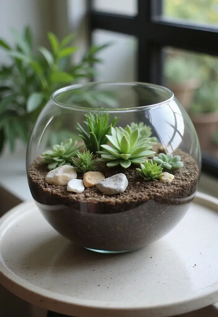 27 Shallow Glass Bowl Decor Ideas for Simple Table Styling 60 27 Shallow Glass Bowl Decor Ideas for Simple Table Styling - 22. Cozy Mini Terrarium