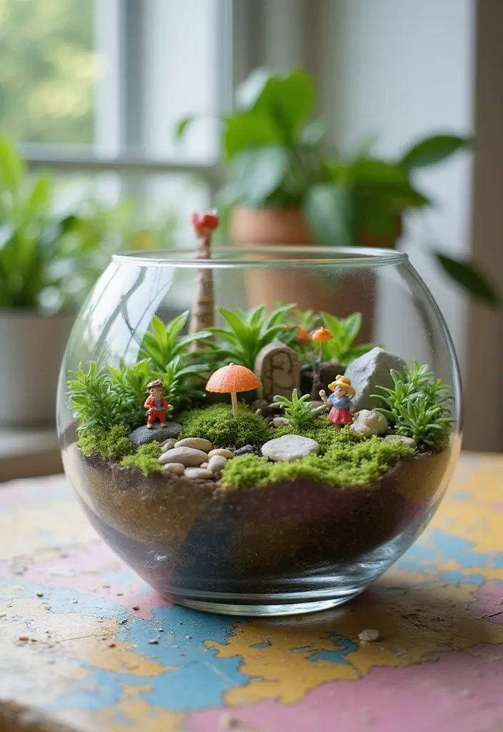 27 Shallow Glass Bowl Decor Ideas for Simple Table Styling 69 27 Shallow Glass Bowl Decor Ideas for Simple Table Styling - 25. Whimsical Fairy Garden