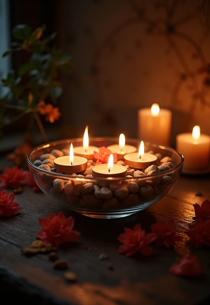 27 Shallow Glass Bowl Decor Ideas for Simple Table Styling 9 27 Shallow Glass Bowl Decor Ideas for Simple Table Styling - 5. Candlelit Charm