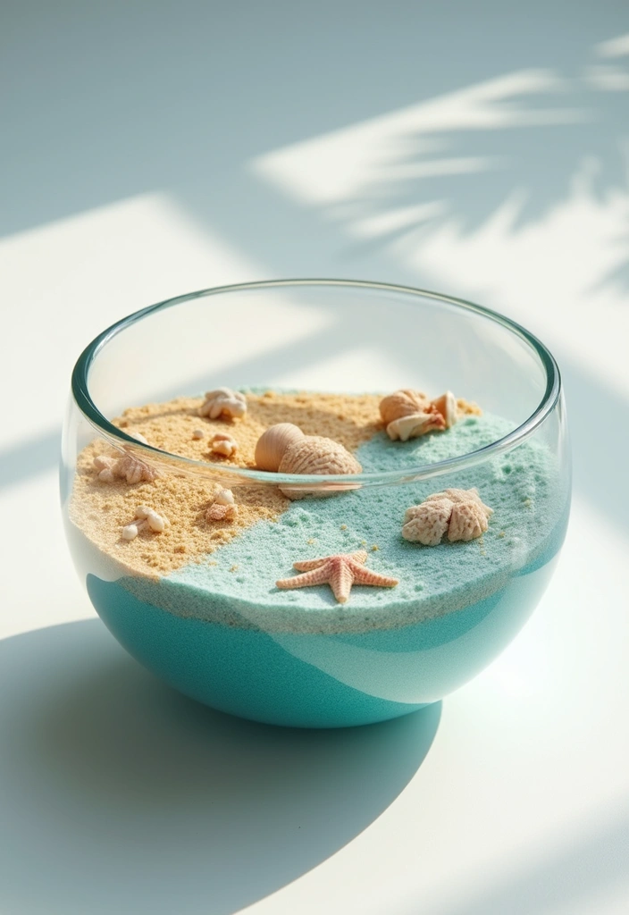 27 Shallow Glass Bowl Decor Ideas for Simple Table Styling 10 27 Shallow Glass Bowl Decor Ideas for Simple Table Styling - 6. Elegant Sand Art