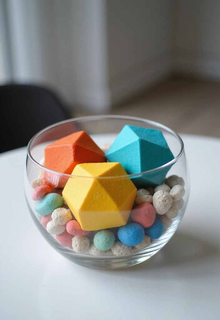 27 Shallow Glass Bowl Decor Ideas for Simple Table Styling 18 27 Shallow Glass Bowl Decor Ideas for Simple Table Styling - 8. Modern Geometric Design
