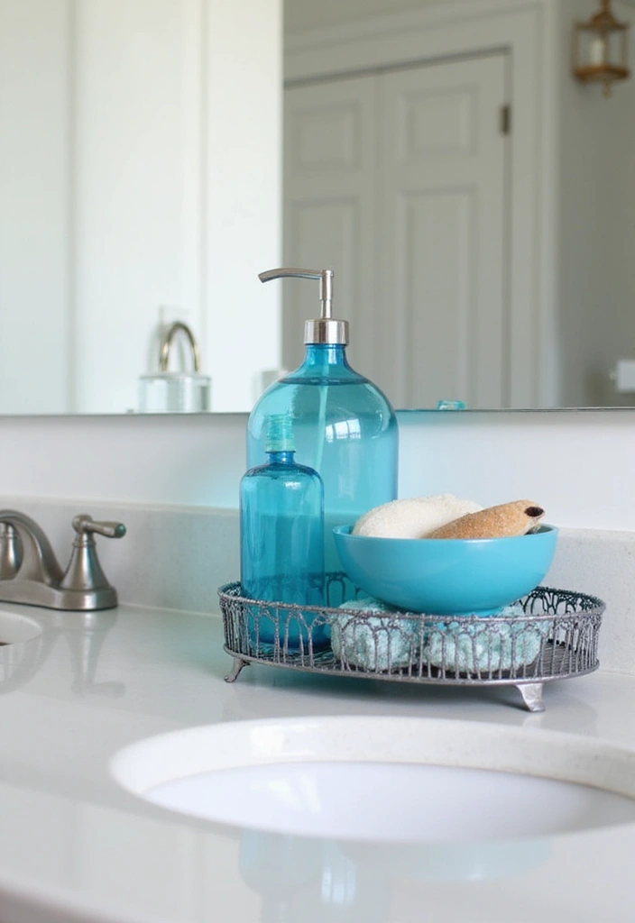 28 Blue Glass Bottle Decor Ideas That Add a Pop of Color 37 28 Blue Glass Bottle Decor Ideas That Add a Pop of Color - 13. Unique Bath Accessories
