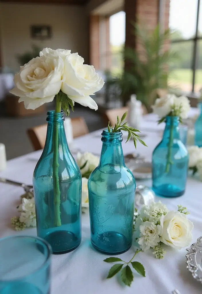 28 Blue Glass Bottle Decor Ideas That Add a Pop of Color 51 28 Blue Glass Bottle Decor Ideas That Add a Pop of Color - 19. Unique Table Decorations