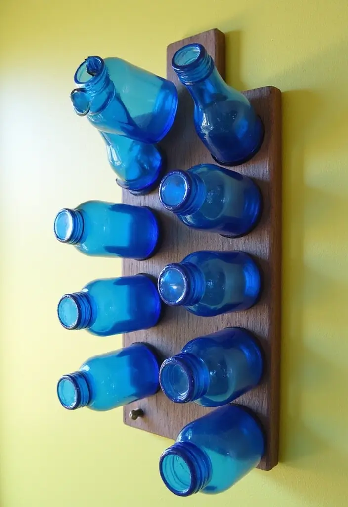 28 Blue Glass Bottle Decor Ideas That Add a Pop of Color 58 28 Blue Glass Bottle Decor Ideas That Add a Pop of Color - 20. Decorative Key Holders