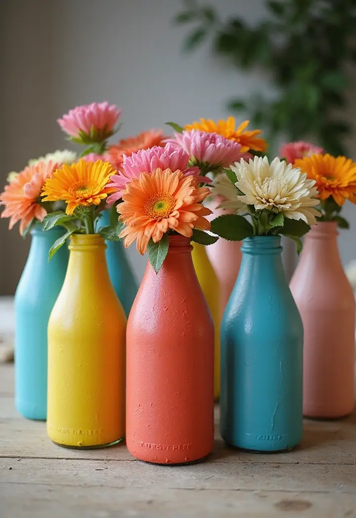 28 DIY Glass Bottle Craft Ideas to Upgrade Your Home Decor 1 28 DIY Glass Bottle Craft Ideas to Upgrade Your Home Decor - 1. Colorful Bottle Vases