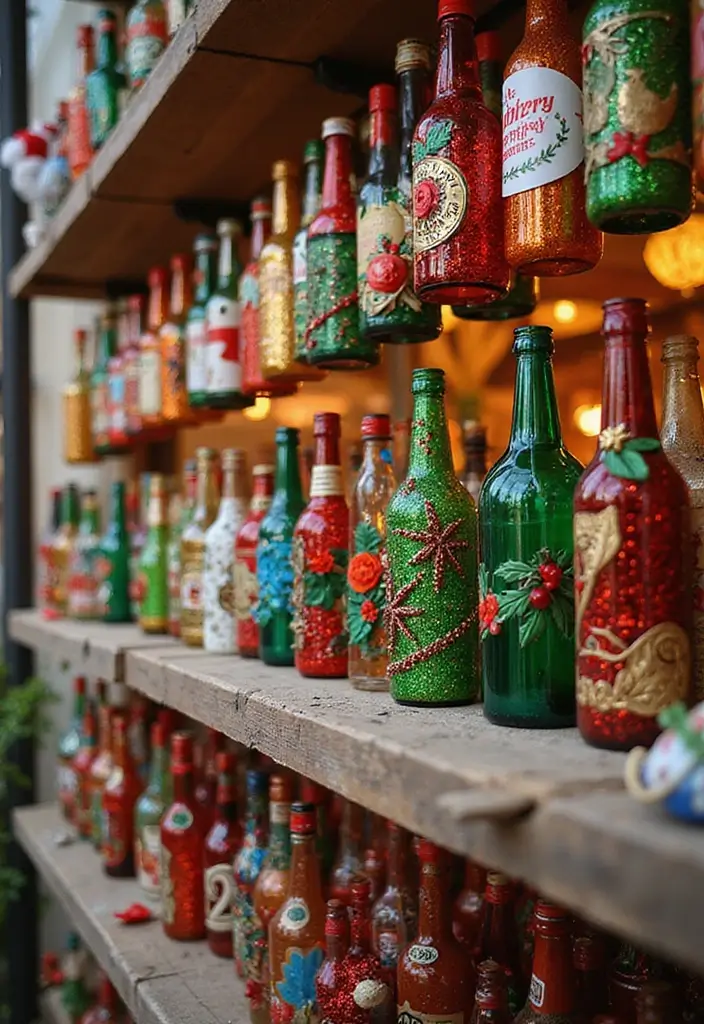 28 DIY Glass Bottle Craft Ideas to Upgrade Your Home Decor 45 28 DIY Glass Bottle Craft Ideas to Upgrade Your Home Decor - 11. Holiday-Themed Glass Bottle Decor