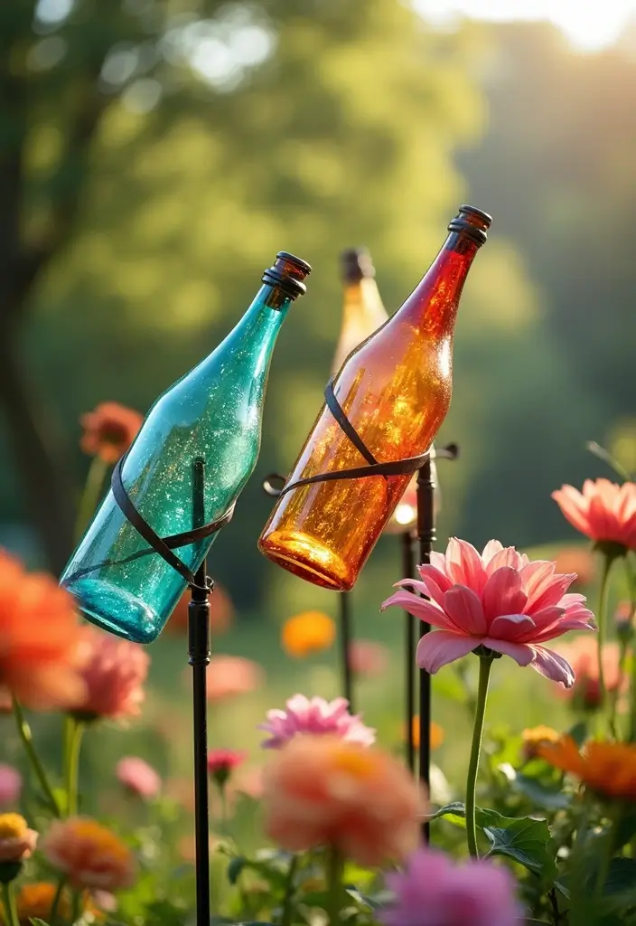 28 DIY Glass Bottle Craft Ideas to Upgrade Your Home Decor 79 28 DIY Glass Bottle Craft Ideas to Upgrade Your Home Decor - 19. Colorful Glass Bottle Wind Spinners