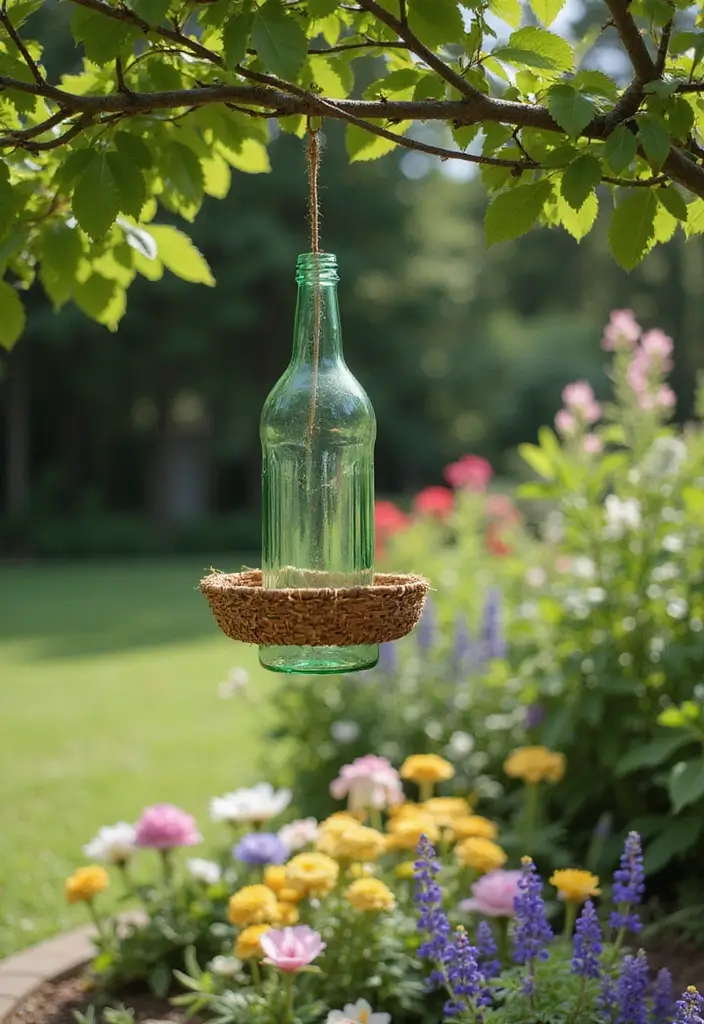 28 DIY Glass Bottle Craft Ideas to Upgrade Your Home Decor 23 28 DIY Glass Bottle Craft Ideas to Upgrade Your Home Decor - 5. Glass Bottle Bird Feeders