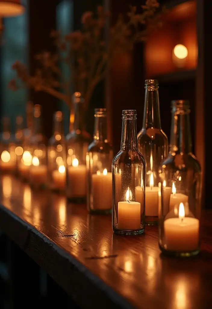 28 DIY Glass Bottle Craft Ideas to Upgrade Your Home Decor 26 28 DIY Glass Bottle Craft Ideas to Upgrade Your Home Decor - 6. Chic Glass Bottle Candle Holders